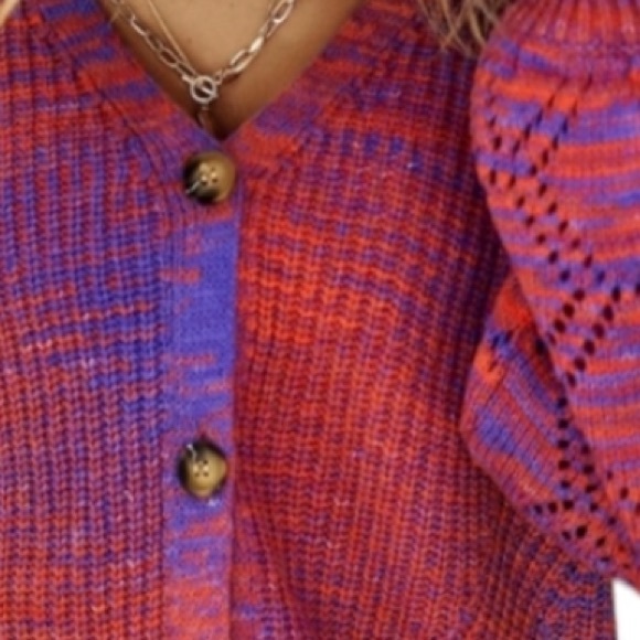 🌈🛍️👠 MULTICOLORED cardigan, size large🛍️🛍️👠 - Picture 3 of 8